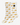 White crew socks with a repeating yellow and orange dinosaur print