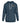 Blue hoodie with white drawstrings and gold designs on sleeves against a white background