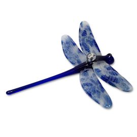 Glass Blown Dragonfly Ornament - Blue